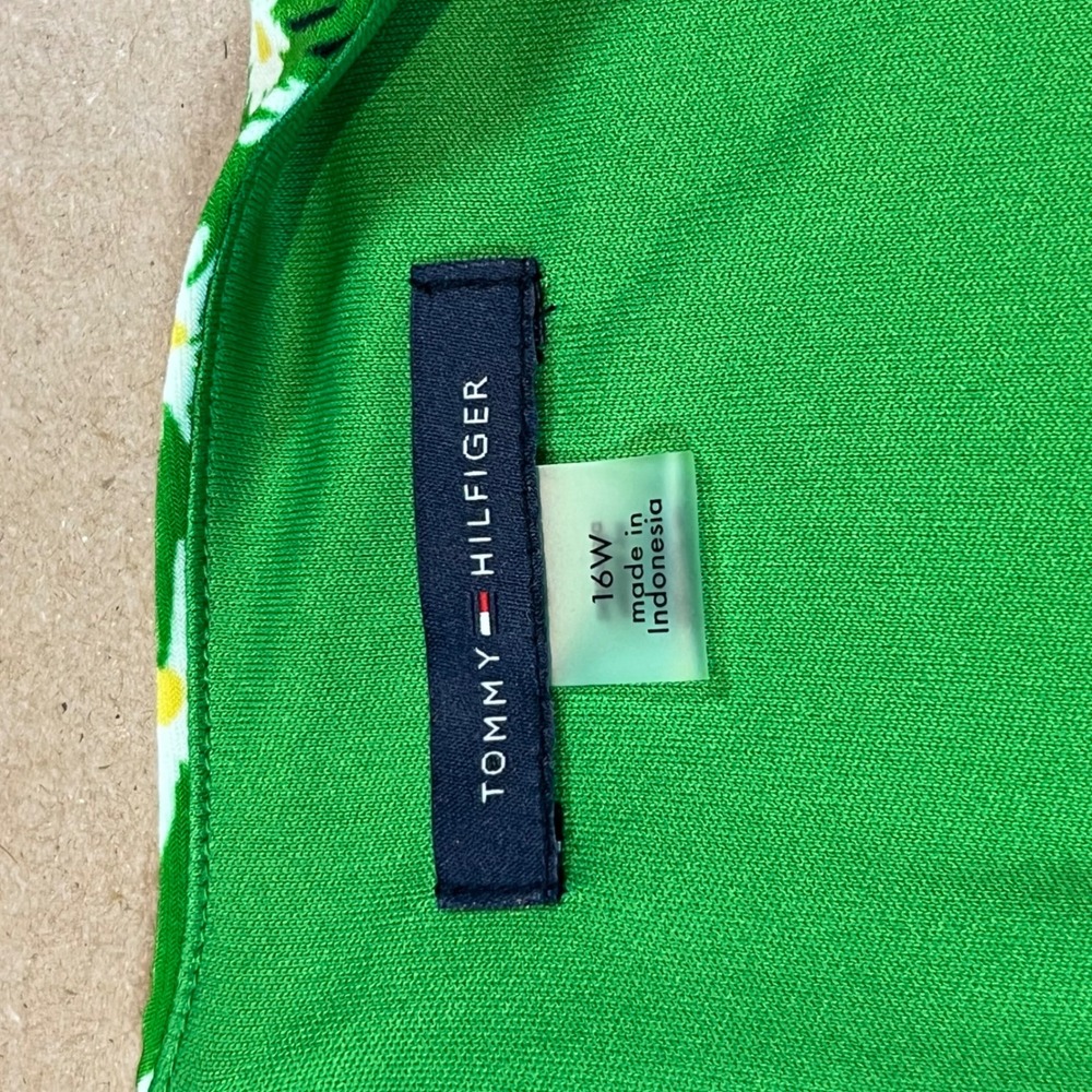 Tommy Hilfiger Green Daisy Floral V-Neck Sleeveless Midi Dress 16W NWT X1AJ1JEV - Picture 7 of 9